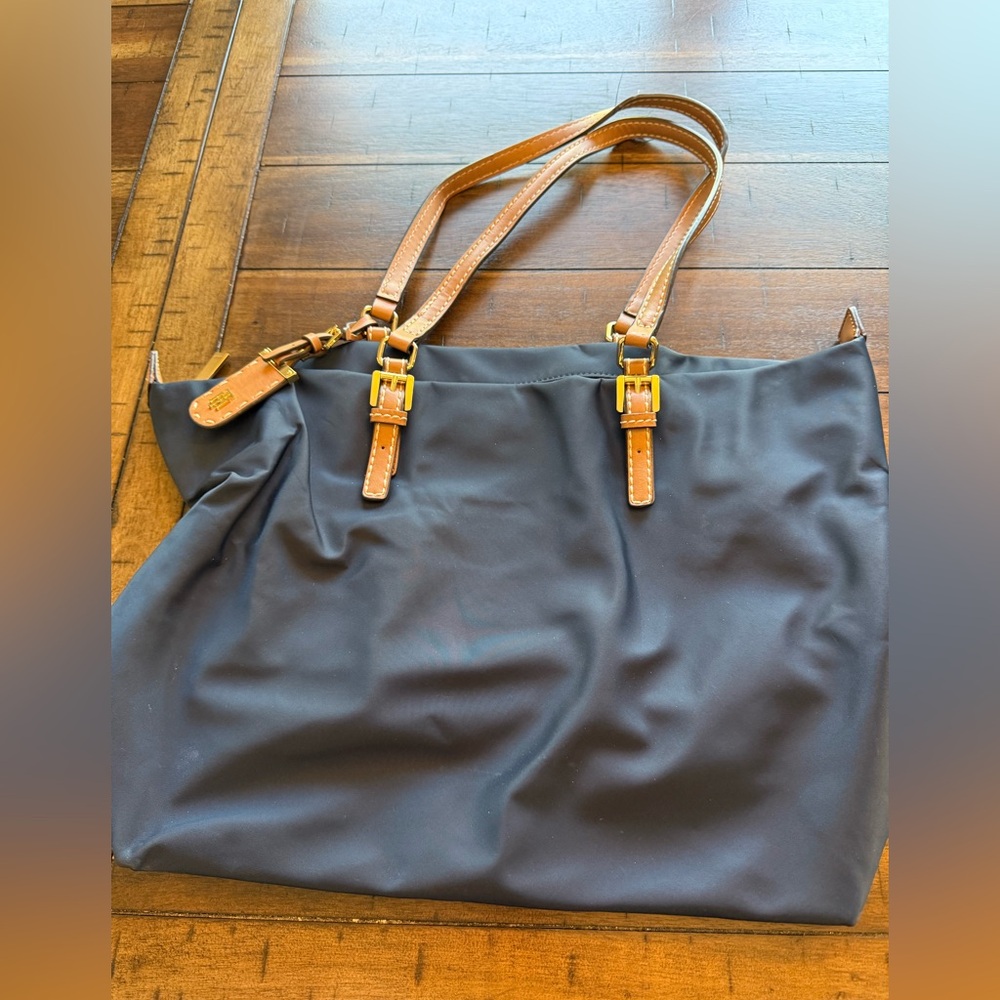 Tommy Hilfiger Black and Tan Tote Bag